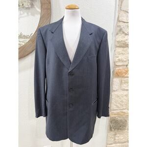 Cerruti 1881 Italian Pure Wool Pinstriped Suit Jacket Sport Coat Navy Blue 52